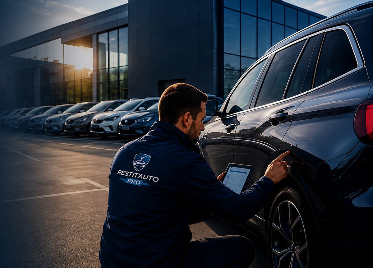 Contrôle de la carrosserie d'un véhicule d'entreprise avant restitution
